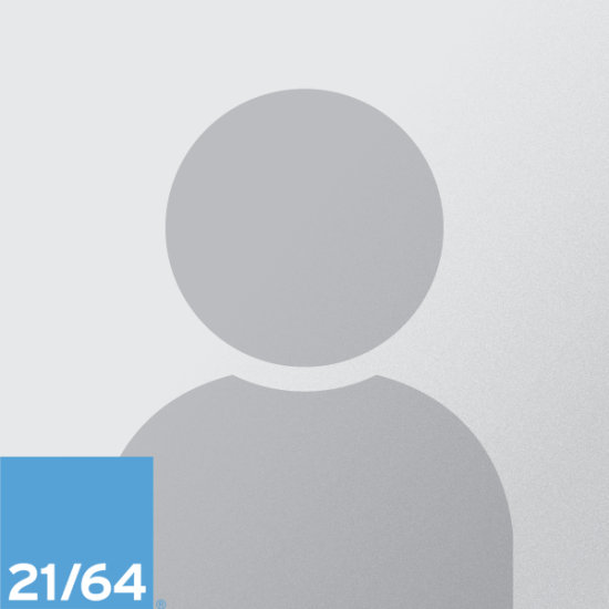 A gray, generic user silhouette icon on a light gradient background, with a blue square in the lower left corner displaying “21/64” in white text.