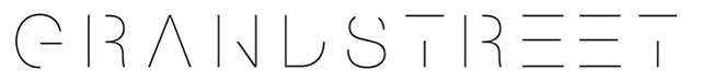 The word GRANDSTREET is written in a thin, minimalist, geometric font with several horizontal lines missing from each letter, creating a modern and abstract appearance.